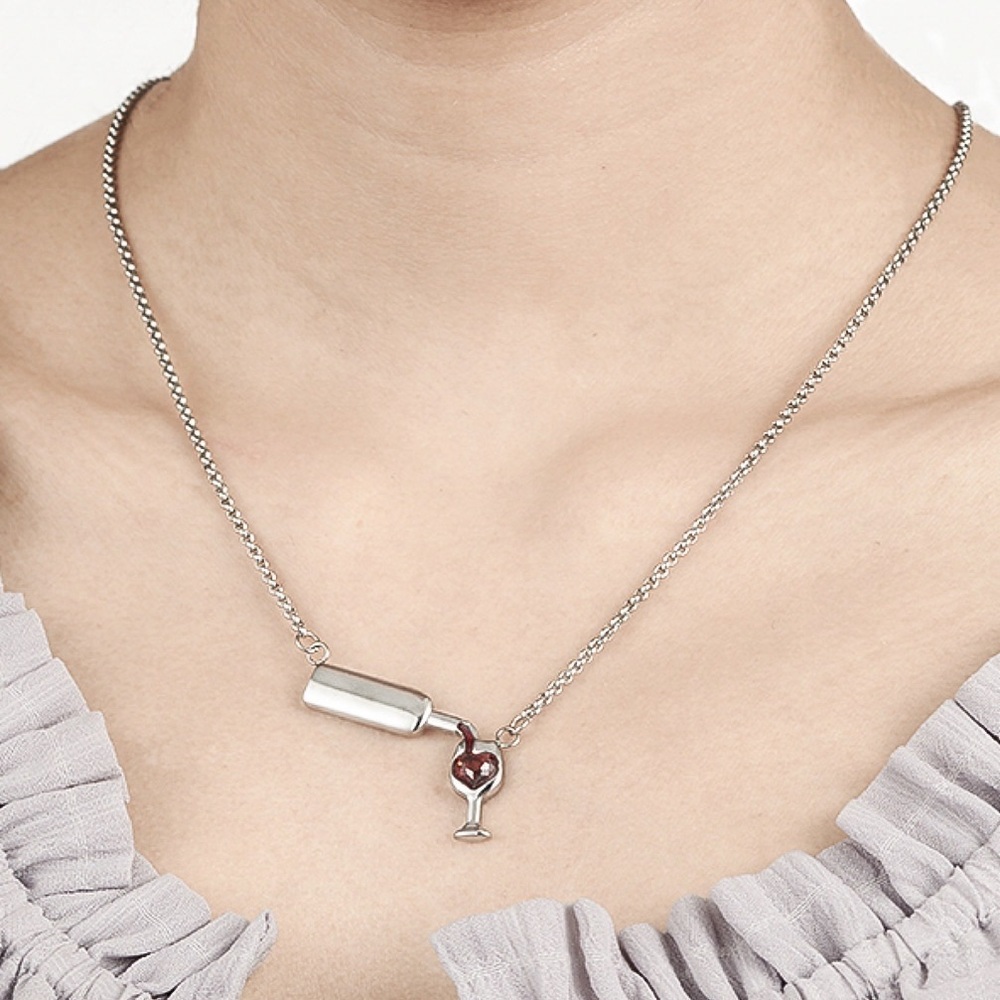 2/$20!  Silver Wine Lovers Necklace - Picture 3 of 8